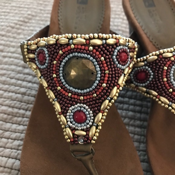 White Mountain Beaded Wedge Sandals - Picture 2 of 6